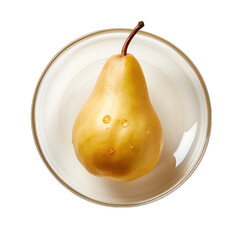 Pear on Plate Isolated on Transparent or White Background, PNG