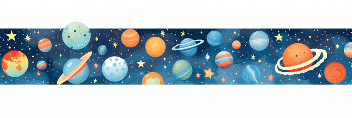 Espace et astronomie (étoiles, planètes, galaxies), vector, flat design, illustration et background.