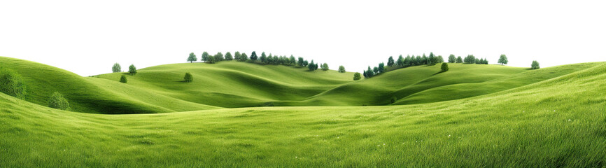 Picturesque green hills lanscape cut out