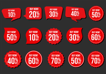 Set of discount price badges and sale stickers isolated on black background vector