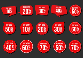 Set of discount price badges and sale stickers isolated on black background vector