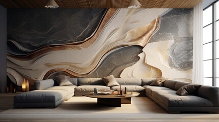 Obraz na płótnie Canvas Abstract and contemporary epoxy patterns adorning a modern interior wall.