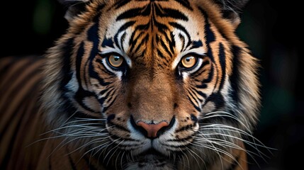 closeup piercing eyes of a tiger