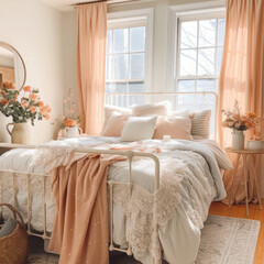 Cottage Coziness: Peach Hues and Floral Bliss