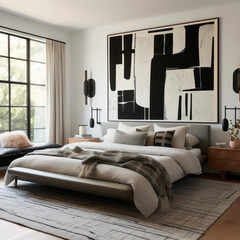 Modern Monochrome: Striking Black-and-White Bedroom