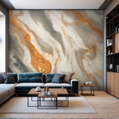 Abstract and contemporary epoxy patterns adorning a modern interior wall, showcased in realistic HD...