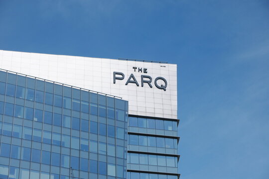 Modern glass building The Parq soars into blue sky in Thai capital Bangkok