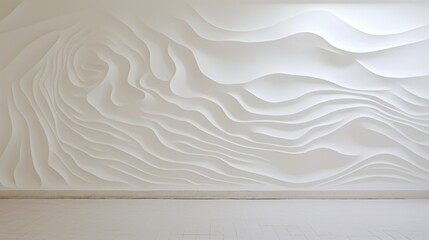 Textured epoxy layers creating a 3D illusion on a pristine white wall. - obrazy, fototapety, plakaty