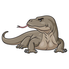 Cartoon komodo dragon looking away