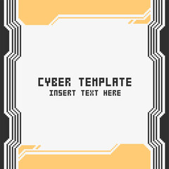 Pixel Art Retro Style, Yellow and Black Futuristic Mecha Interface Frame Illustration Template