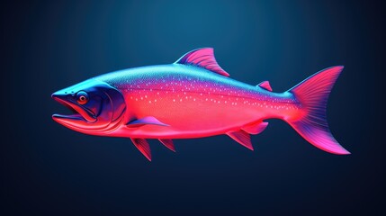 Neon bright fish close-up on a dark background