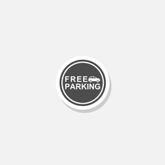 Free parking icon sticker isolated on gray background