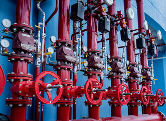 Header pipes valve zone and fire alarm control system at industrial plants