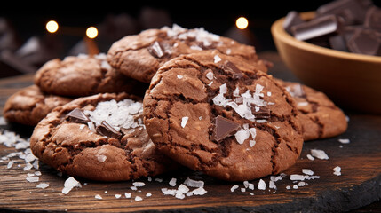 chocolate chip cookies on a plate HD 8K wallpaper Stock Photographic Image 