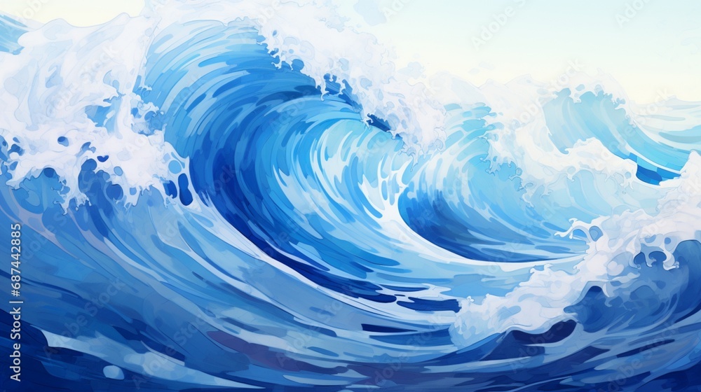 Wall mural abstract waves of energy pulsating through a digital ocean, creating a dynamic seascape of algorithm