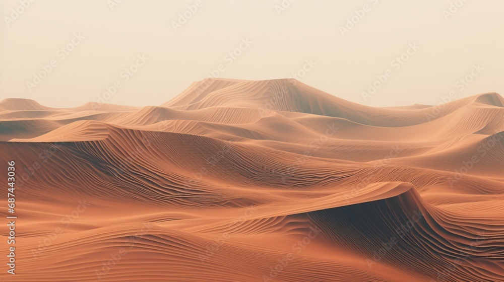 Sticker an abstract desert of pixelated dunes, where the winds of data sculpt surreal landscapes in a virtua