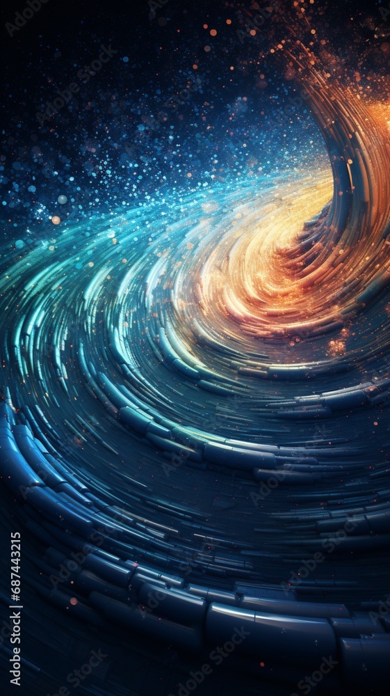 Wall mural chaotic streams of data converging into a luminous whirlpool, creating a mesmerizing display of digi