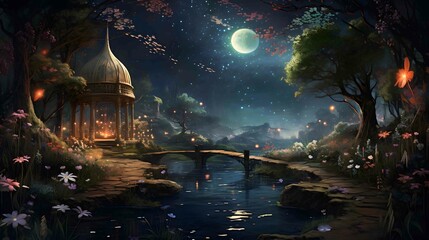 Obraz premium astrological garden under a starry sky