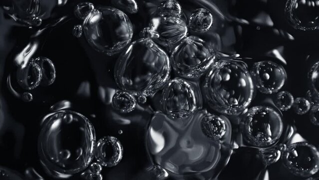 Super Slow Motion Macro Shot of Various Bubble Background at 1000fps.
