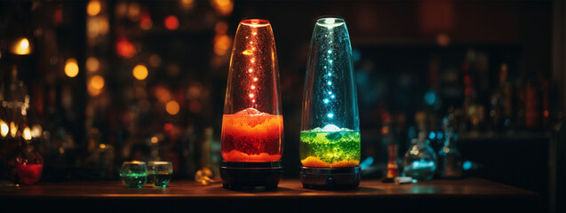 Colorful lava lamp, lava balls. Generative AI