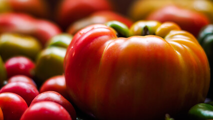 Macro de différentes variétés de tomates, de différentes couleurs
