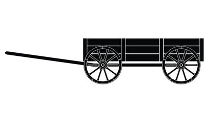 Wooden wagon isolated on white, black silhouette, vector illustration © emilio100