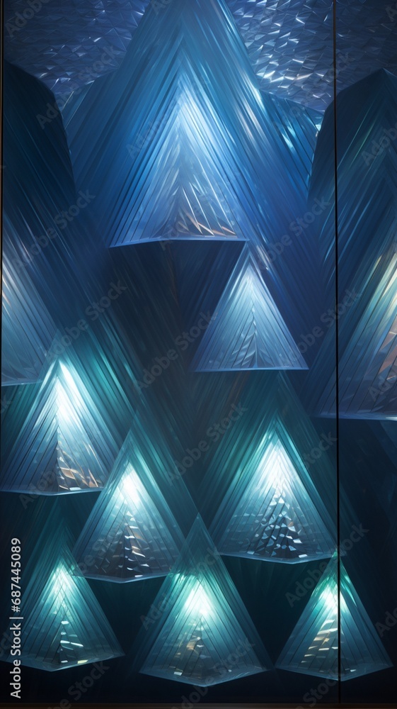 Sticker prismatic waves of light reflecting off crystalline surfaces, creating a dazzling display of geometr