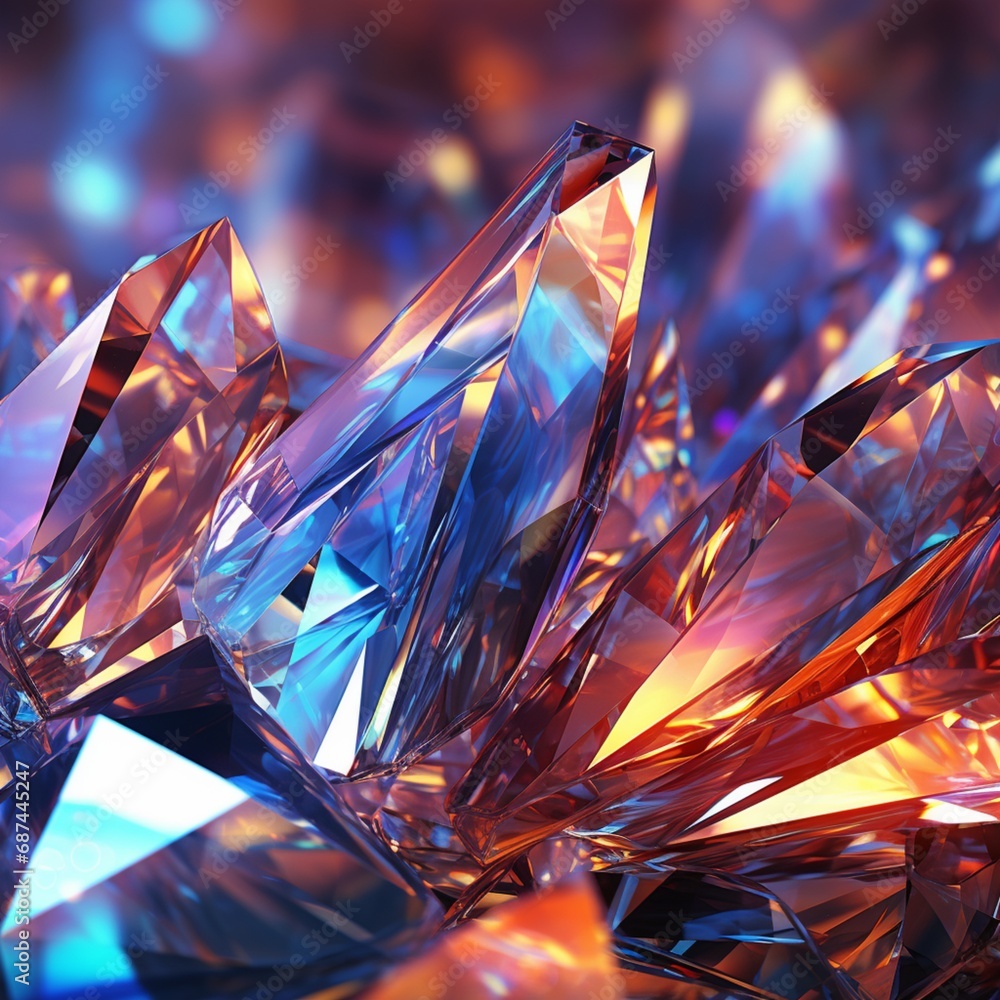 Sticker prismatic waves of light reflecting off crystalline surfaces, creating a dazzling display of geometr