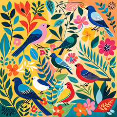 Fototapeta premium Geometric Background in Vibrant Colors, Abstract Head with Shapes, Colorful Circles and Triangles Portrait, Modern Artistic Female Portrait, Mosaic of Shapes Woman's Head