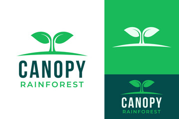 Simple Plant Sapling Sprout Rainforest Canopy Logo Design Branding Template