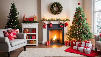 Living Room Transformed into a Festive Christmas Wonderland