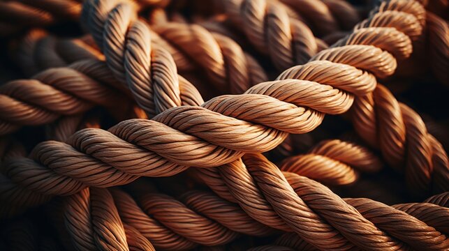 Close-up detailed image of intertwined rope