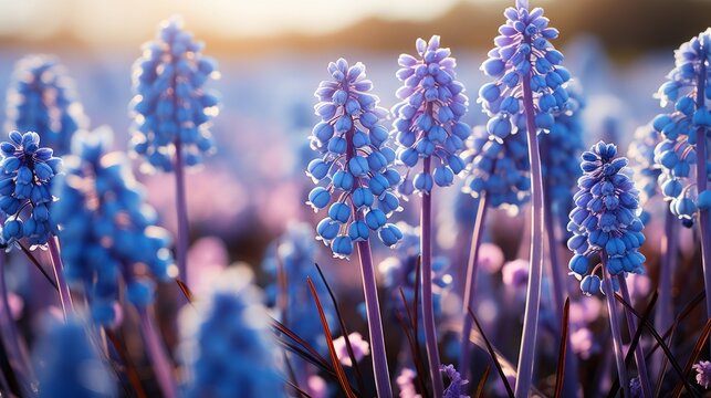 Close-up of blue Muscari also known as grape hyacint