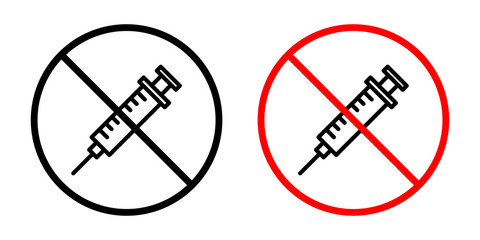No Steroids Icon. banned drugs or prohibited anti doping injection steroid or vaccine syringe symbol set. stop steroids supplement medical injection or syringe vector line logo - obrazy, fototapety, plakaty