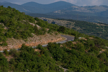 Mountains in Senj, Dalmatia, Croatia. Beautiful hilly landscape.