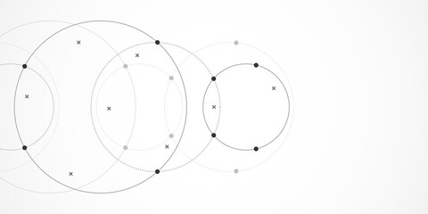 Abstract geometric background with plexus circles. Illustration of minimalistic design © Kingline
