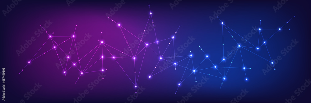 Poster abstract technology background with connecting the dots and lines. global network connection, intern