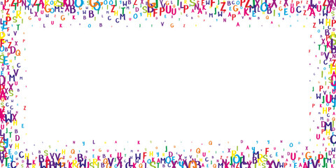 Falling letters of English language. Colorful