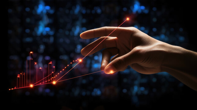 Close-up of a financial trading screen displaying market data with various colored candlestick charts, numerical values, and trend lines indicating stock performance.