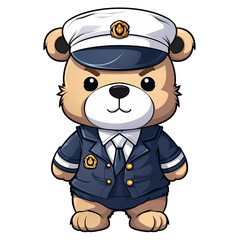 Obraz premium Cute Teddy Bear Air Force Clipart Illustration