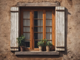 Fototapeta na wymiar Wall with vintage old window background