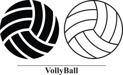 Sport balls flat icon set on white background. Icon of Volley balls. Flat and outline icon for web design. icon set about sports or hobbies