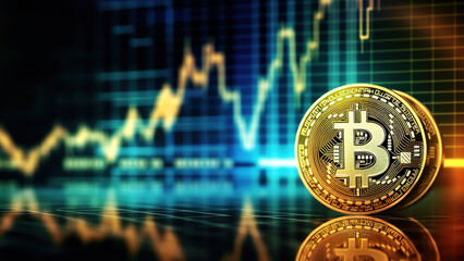 Bitcoin Cryptocurrency with Trading Market Data Charts