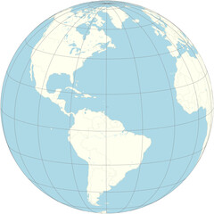 An orthographic projection of Barbados, an eastern Caribbean island  country centered on the globe map