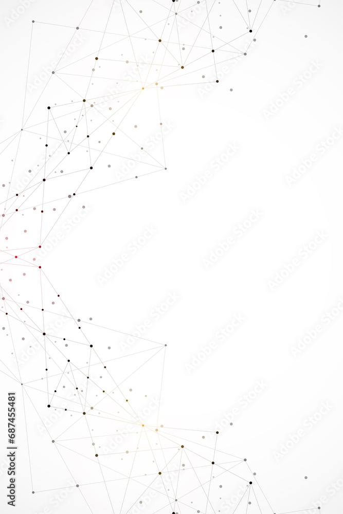 Poster minimalistic design with connecting the dots and lines. abstract geometric background of science and
