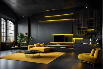Modren TV lounge design created with AI.