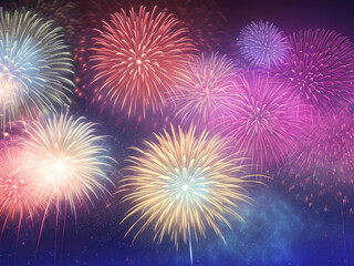 Colorful Fireworks in the sky night background