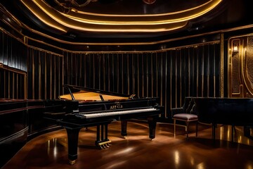 luxury music hotel room created with AI.