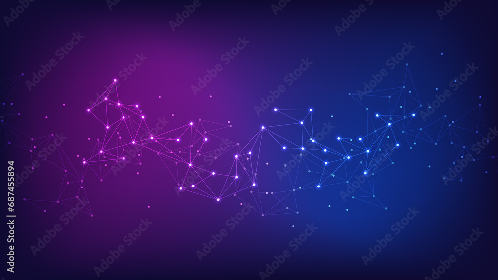 Poster abstract technology background with connecting the dots and lines. global network connection, intern