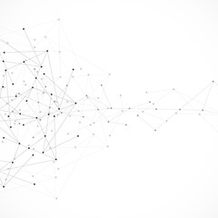 Minimalistic design with connecting the dots and lines. Abstract geometric background of science and technology concept